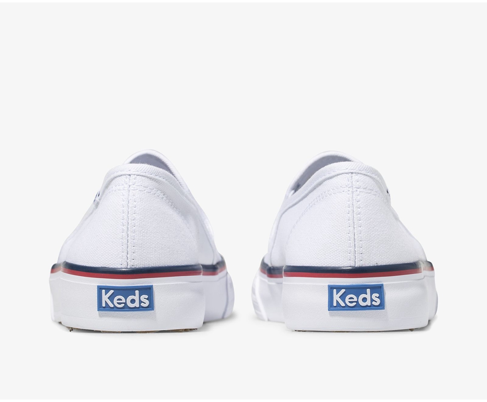 Keds Slip Ons Damen Weiß - Washable Double Decker Varsity - KZA-398540